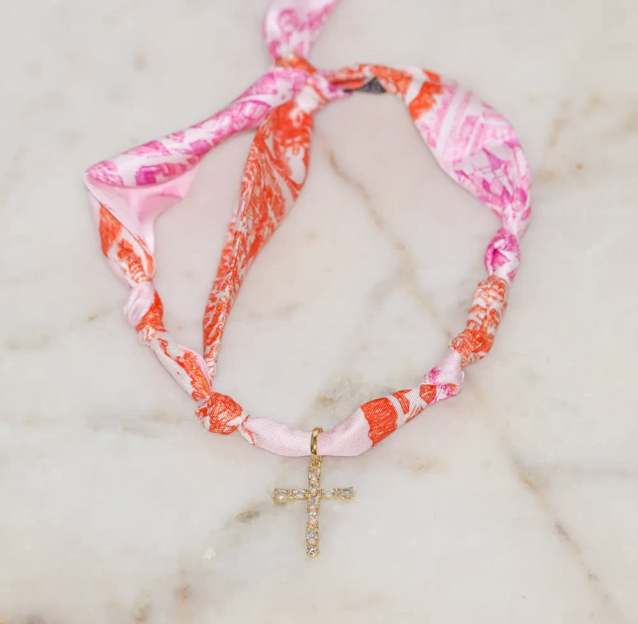 Charming Cross Scarf Necklace