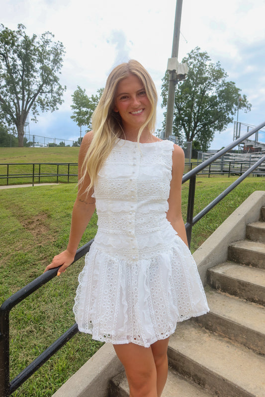 Eyelet Mini Dress