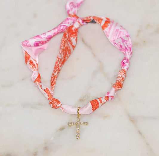 Charming Cross Scarf Necklace