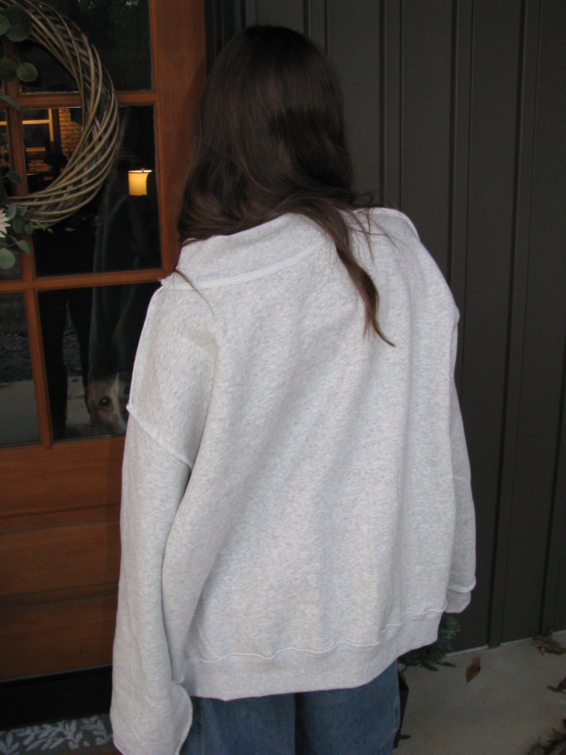 back of mock neck sweater 